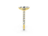 Yellow gold Marquise Cut Diamond Pavé Band Solitaire Ring with Prong Setting_2