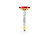 Yellow gold Marquise Cut Diamond Pavé Band Solitaire Ring with Prong Setting_2