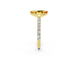 Yellow gold Marquise Cut Diamond Pavé Band Solitaire Ring with Prong Setting_2