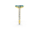 Yellow gold Marquise Cut Diamond Pavé Band Solitaire Ring with Prong Setting_2
