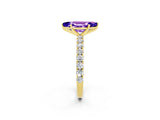Yellow gold Marquise Cut Diamond Pavé Band Solitaire Ring with Prong Setting_2