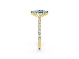 Yellow gold Marquise Cut Diamond Pavé Band Solitaire Ring with Prong Setting_2