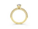 Yellow gold Marquise Cut Diamond Pavé Band Solitaire Ring with Prong Setting_3