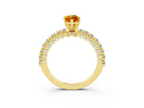 Yellow gold Marquise Cut Diamond Pavé Band Solitaire Ring with Prong Setting_3