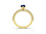 Yellow gold Marquise Cut Diamond Pavé Band Solitaire Ring with Prong Setting_3