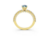 Yellow gold Marquise Cut Diamond Pavé Band Solitaire Ring with Prong Setting_3