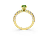 Yellow gold Marquise Cut Diamond Pavé Band Solitaire Ring with Prong Setting_3