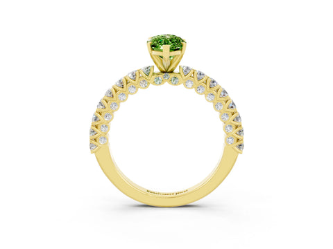 Yellow gold Marquise Cut Diamond Pavé Band Solitaire Ring with Prong Setting_3