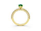 Yellow gold Marquise Cut Diamond Pavé Band Solitaire Ring with Prong Setting_3