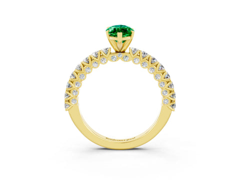 Yellow gold Marquise Cut Diamond Pavé Band Solitaire Ring with Prong Setting_3