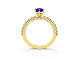 Yellow gold Marquise Cut Diamond Pavé Band Solitaire Ring with Prong Setting_3
