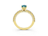 Yellow gold Marquise Cut Diamond Pavé Band Solitaire Ring with Prong Setting_3