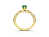 Yellow gold Marquise Cut Diamond Pavé Band Solitaire Ring with Prong Setting_3