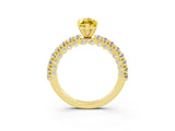 Yellow gold Marquise Cut Diamond Pavé Band Solitaire Ring with Prong Setting_3