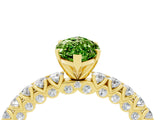 Yellow gold Marquise Cut Diamond Pavé Band Solitaire Ring with Prong Setting_4