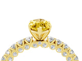 Yellow gold Marquise Cut Diamond Pavé Band Solitaire Ring with Prong Setting_4