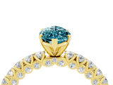 Yellow gold Marquise Cut Diamond Pavé Band Solitaire Ring with Prong Setting_4