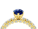 Yellow gold Marquise Cut Diamond Pavé Band Solitaire Ring with Prong Setting_4