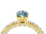 Yellow gold Marquise Cut Diamond Pavé Band Solitaire Ring with Prong Setting_4