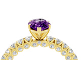 Yellow gold Marquise Cut Diamond Pavé Band Solitaire Ring with Prong Setting_4