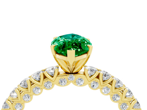 Yellow gold Marquise Cut Diamond Pavé Band Solitaire Ring with Prong Setting_4