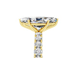Yellow gold Marquise Cut Diamond Pavé Band Solitaire Ring with Prong Setting_5