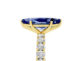 Yellow gold Marquise Cut Diamond Pavé Band Solitaire Ring with Prong Setting_5