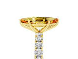 Yellow gold Marquise Cut Diamond Pavé Band Solitaire Ring with Prong Setting_5