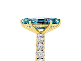 Yellow gold Marquise Cut Diamond Pavé Band Solitaire Ring with Prong Setting_5