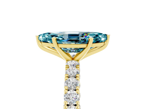 Yellow gold Marquise Cut Diamond Pavé Band Solitaire Ring with Prong Setting_5
