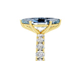 Yellow gold Marquise Cut Diamond Pavé Band Solitaire Ring with Prong Setting_5