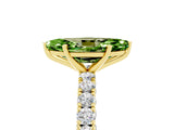 Yellow gold Marquise Cut Diamond Pavé Band Solitaire Ring with Prong Setting_5