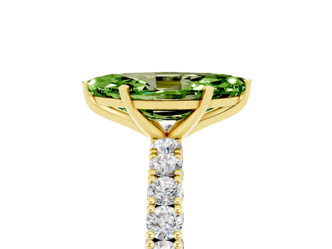 Yellow gold Marquise Cut Diamond Pavé Band Solitaire Ring with Prong Setting_5