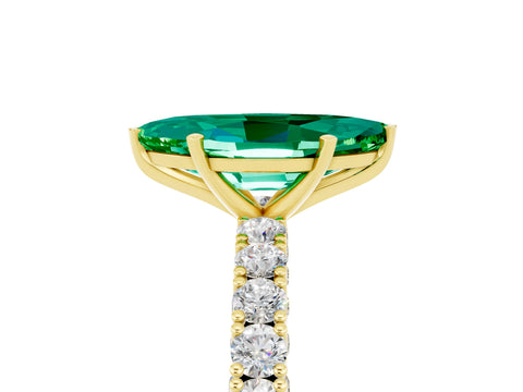 Yellow gold Marquise Cut Diamond Pavé Band Solitaire Ring with Prong Setting_5