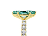 Yellow gold Marquise Cut Diamond Pavé Band Solitaire Ring with Prong Setting_5