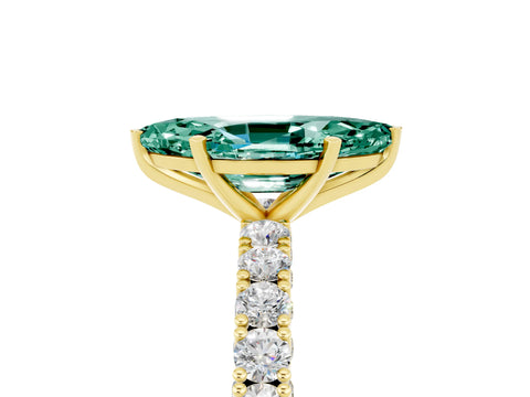 Yellow gold Marquise Cut Diamond Pavé Band Solitaire Ring with Prong Setting_5