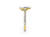 Yellow gold Marquise Cut Diamond Pavé Band Solitaire Ring with Prong Setting_87