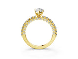 Yellow gold Marquise Cut Diamond Pavé Band Solitaire Ring with Prong Setting_88