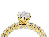Yellow gold Marquise Cut Diamond Pavé Band Solitaire Ring with Prong Setting_89