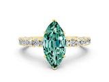 Yellow gold Marquise Cut Diamond Pavé Band Solitaire Ring with Prong Setting
