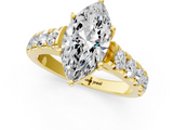 Yellow gold Marquise Cut Diamond Pavé Band Solitaire with Four-Prong Setting_26