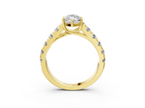 Yellow gold Marquise Cut Diamond Pavé Band Solitaire with Four-Prong Setting_28