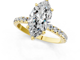Yellow gold Marquise Cut Diamond Pavé Band Solitaire with Four-Prong Setting_5