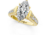 Yellow gold Marquise Cut Diamond Pavé Band Solitaire with Four-Prong Setting_56