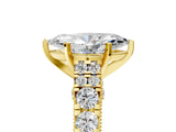 Yellow gold Marquise Cut Diamond Pavé Band Solitaire with Four-Prong Setting_60