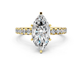 Yellow gold Marquise Cut Diamond Pavé Band with Four-Prong Setting_36