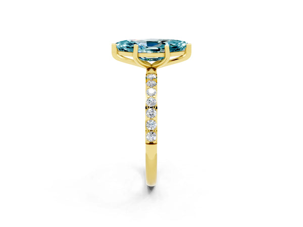 Yellow gold Marquise Cut Diamond Pavé Band with Six-Prong Setting