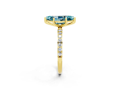 Yellow gold Marquise Cut Diamond Pavé Band with Six-Prong Setting_2