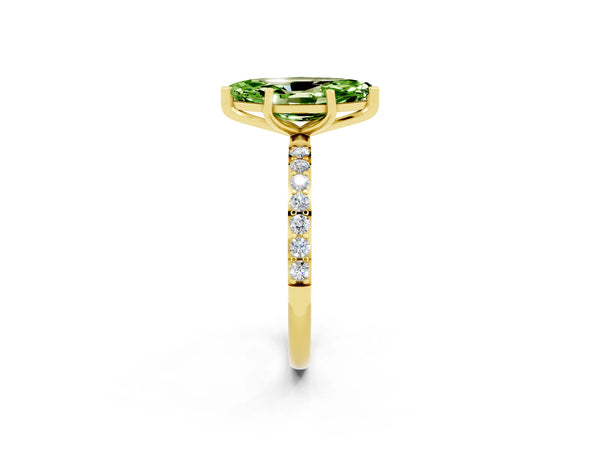 Yellow gold Marquise Cut Diamond Pavé Band with Six-Prong Setting