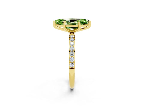 Yellow gold Marquise Cut Diamond Pavé Band with Six-Prong Setting_2